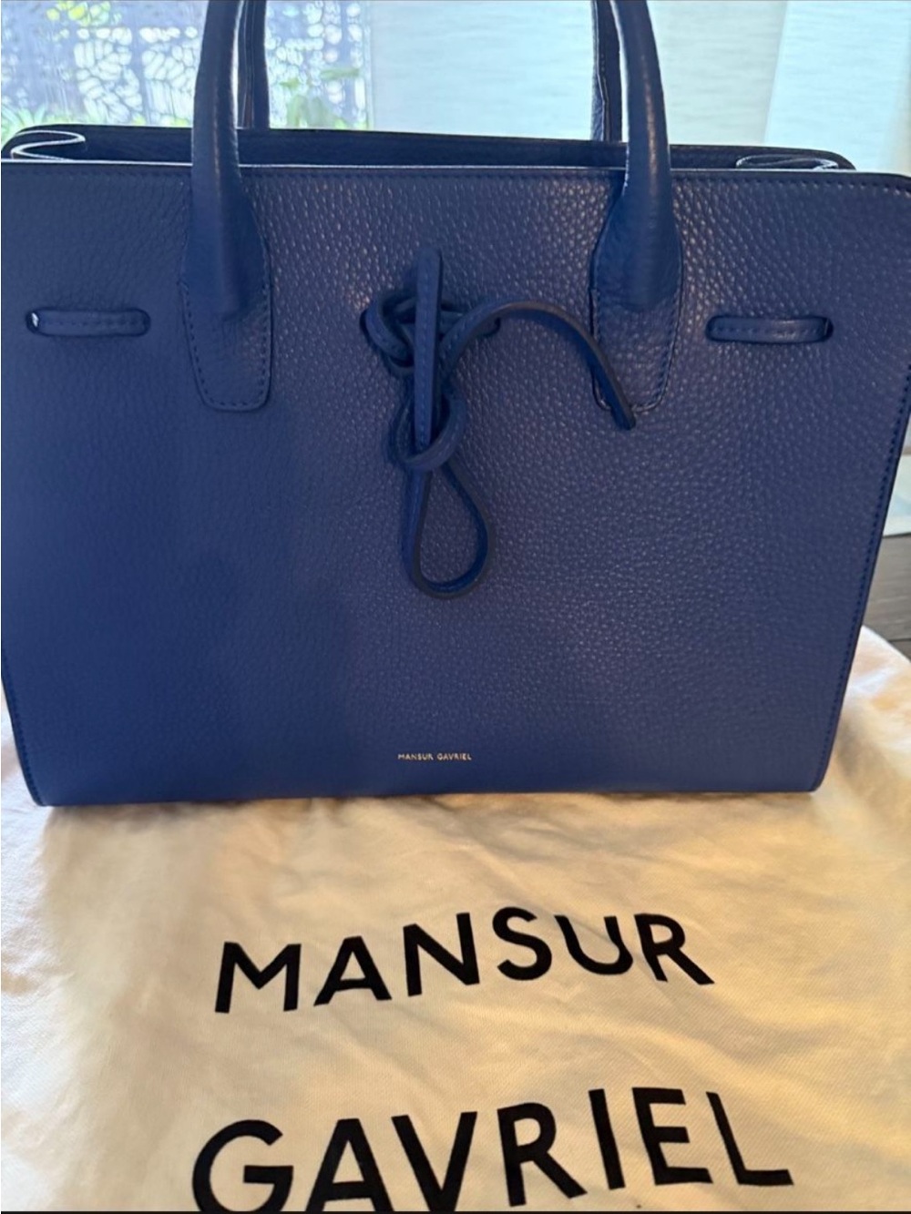 Mansur Gavriel Navy Blue Pebbled Leather Tote Satchel